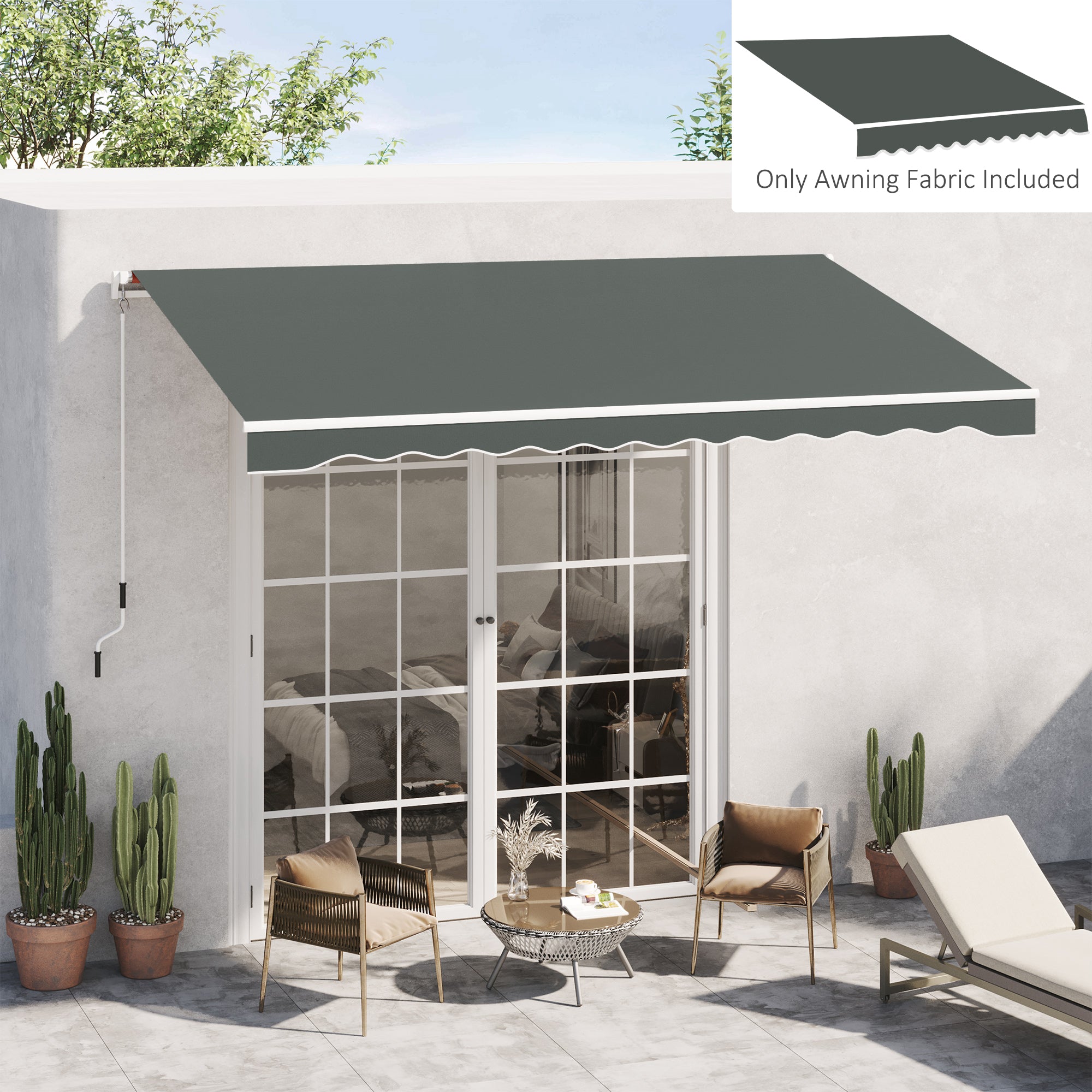 13' x 8' Retractable Awning Fabric Replacement Outdoor Sunshade Canopy Awning Cover, UV Protection, Grey Awning Fabric Replacement at Gallery Canada