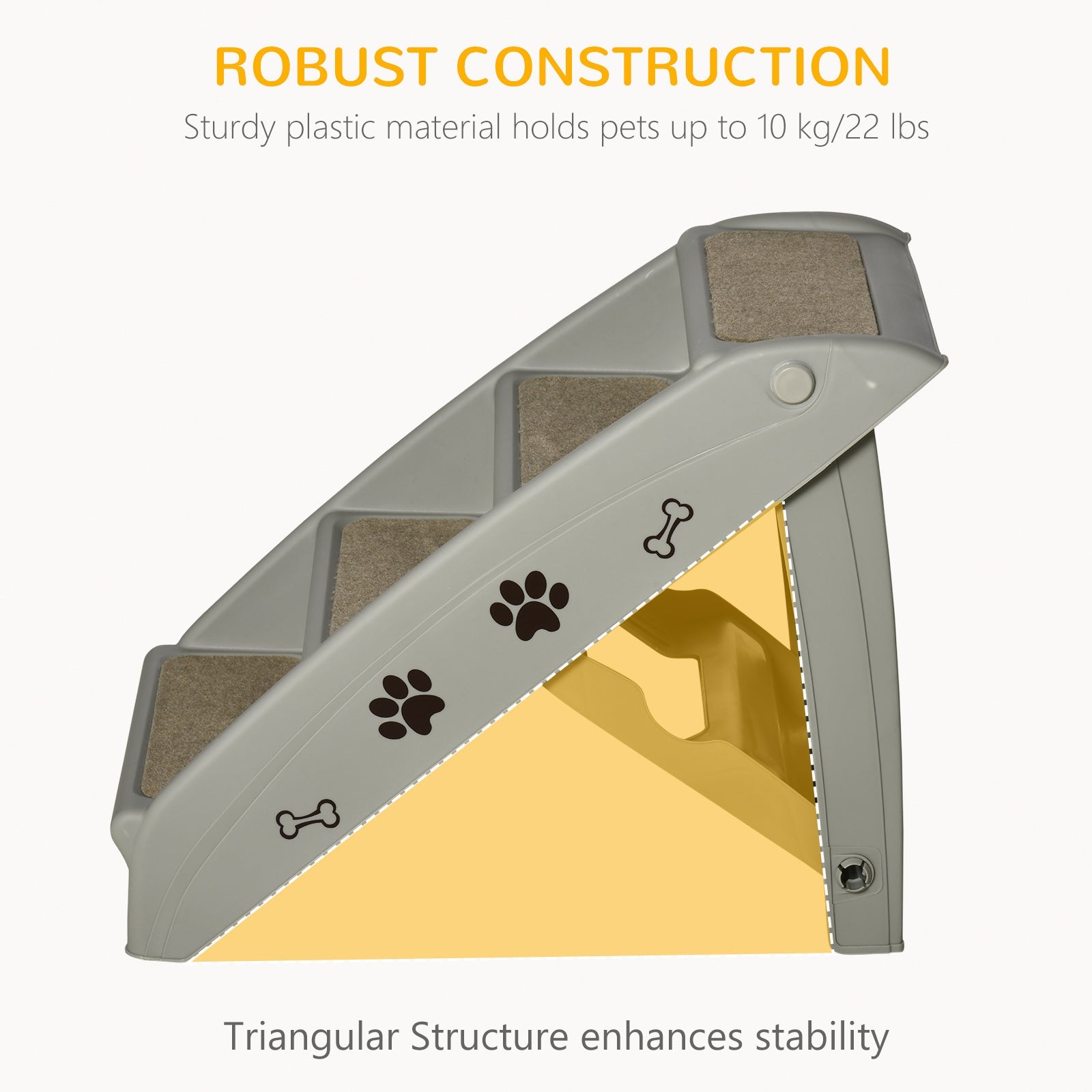 4-Level Portable Dog Stairs, Foldable Dog Steps for Small Dogs, Lightweight Cat Steps, with Nonslip Soft Mats, for High Bed, Sofa, Grey Dog Stairs   at Gallery Canada