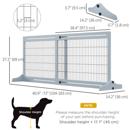 41"-72" Wooden Freestanding Pet Gate with Support Feet, for Small Medium Dogs, Grey Houses, Kennels & Pens   at Gallery Canada