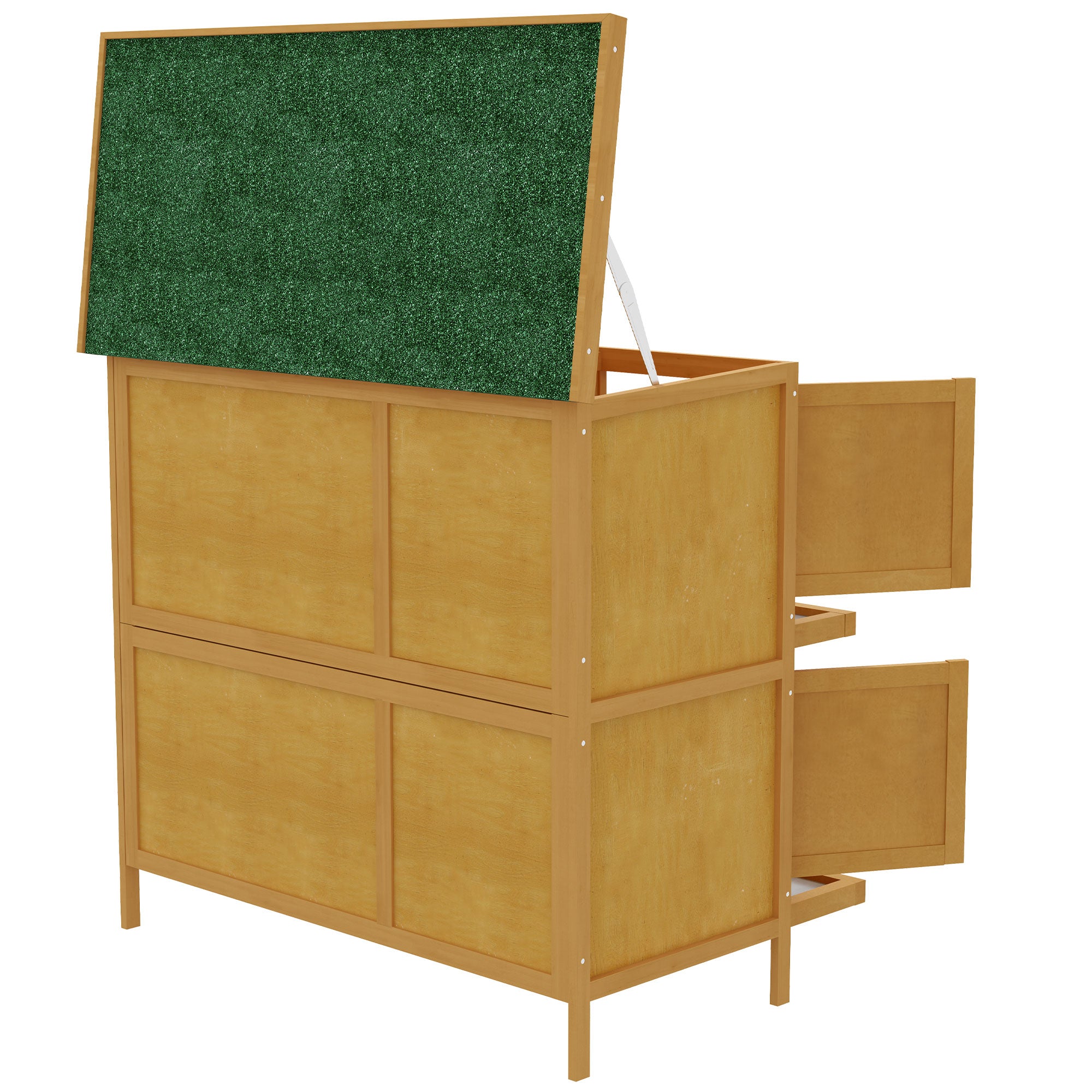 Wood Rabbit Hutch with 2 Large Main House, Ramp, Trays, Yellow Rabbit Hutch at Gallery Canada
