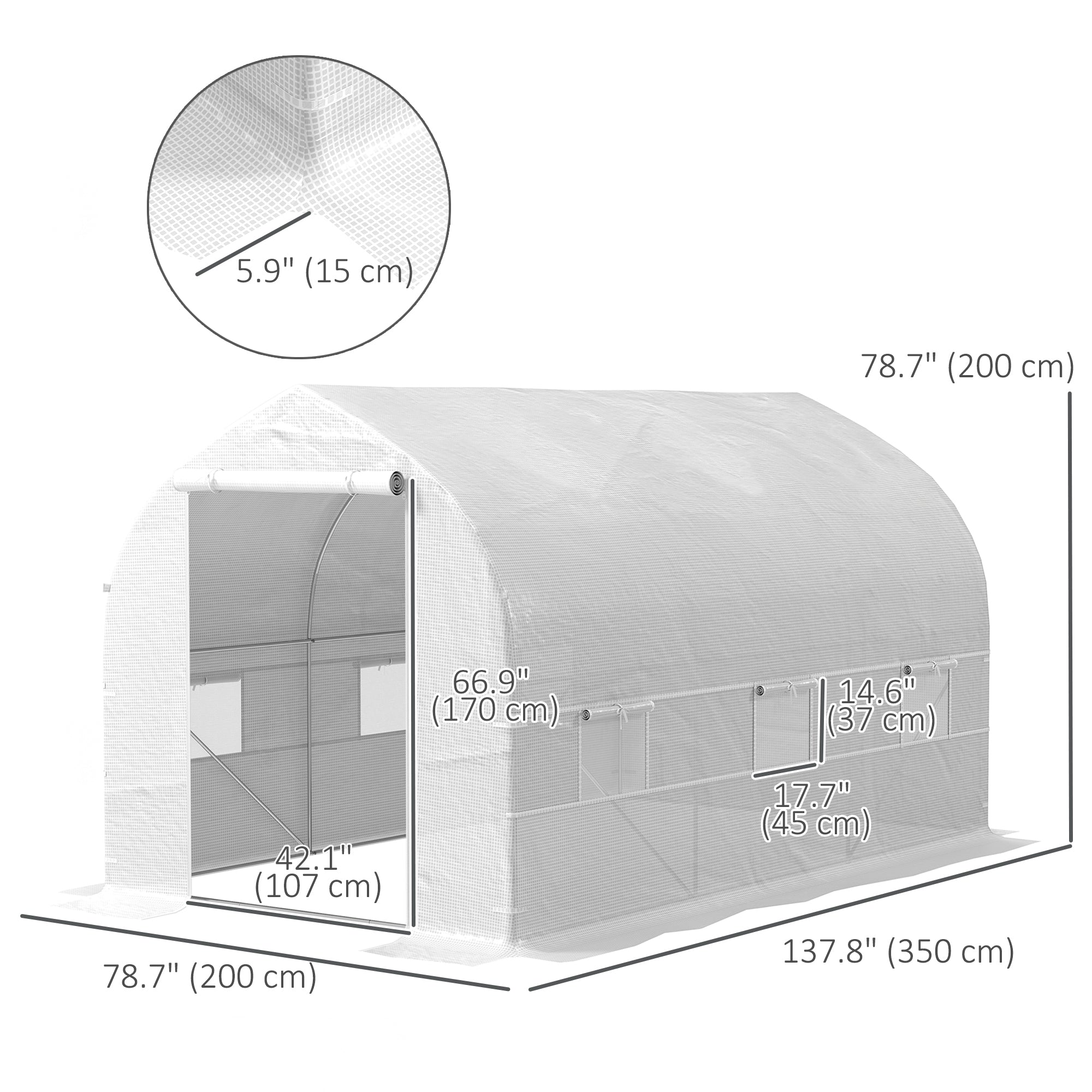 11.5' x 6.6' x 6.6' Portable Walk-In Tunnel Greenhouse Garden Warm House - White Tunnel Greenhouses at Gallery Canada