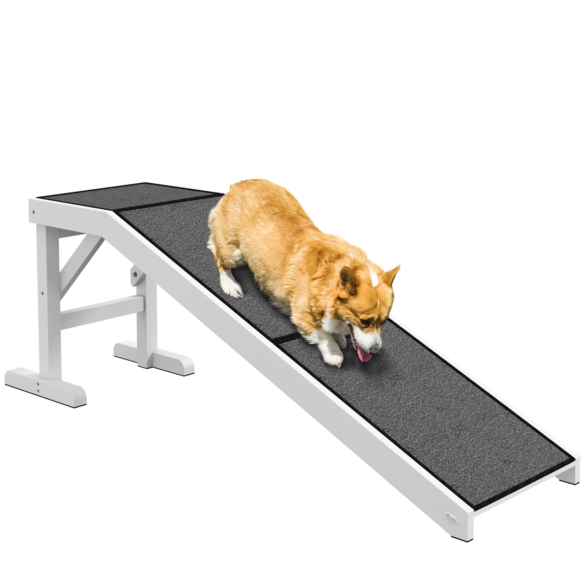 Pet Ramp Bed Steps for Dogs Cats Non-slip Carpet Top Platform Pine Wood 59