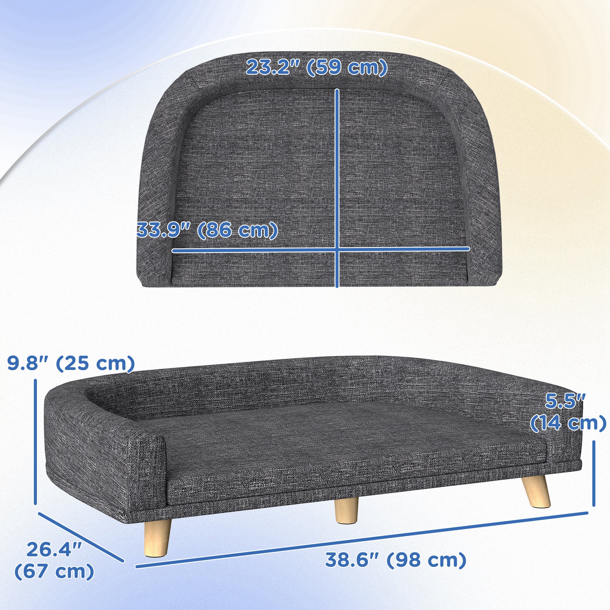 Dog Sofa for Large Dogs with Washable Cover, Anti-slip Foot Pads, Dark Grey Dog Sofas at Gallery Canada