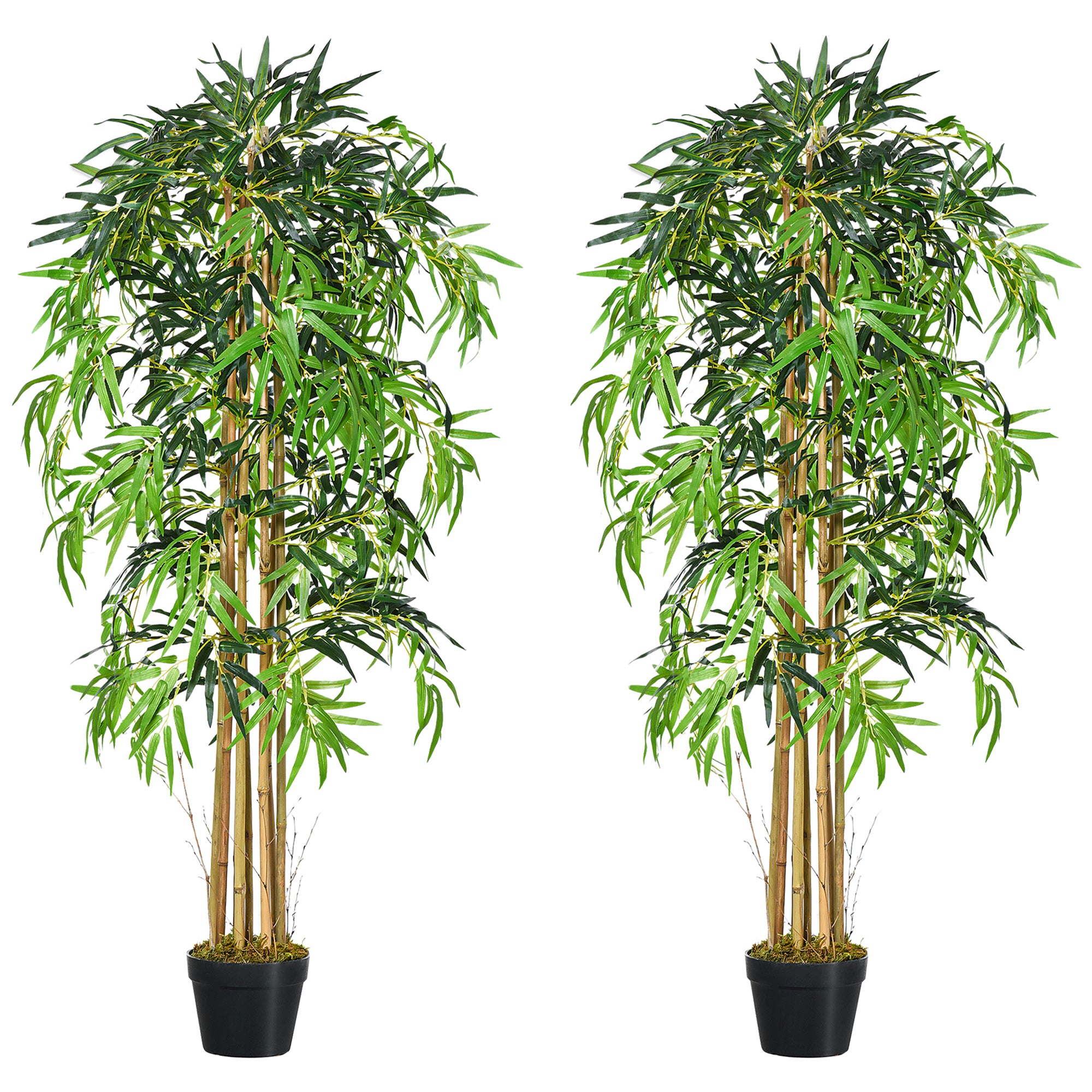 Set of 2 5FT Artificial Tree Bamboo Tree Fake Plants in Pot for Home Office Living Room Decor, Green Artificial Trees   at Gallery Canada