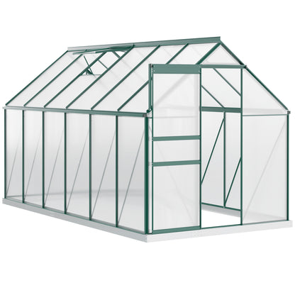 6' x 12' x 6.5' Polycarbonate Greenhouse, Walk-in Green House with Adjustable Roof Vent Galvanized Base Sliding Door Rain Gutter for Outdoor Garden Backyard, Green Walk In Greenhouses at Gallery Canada