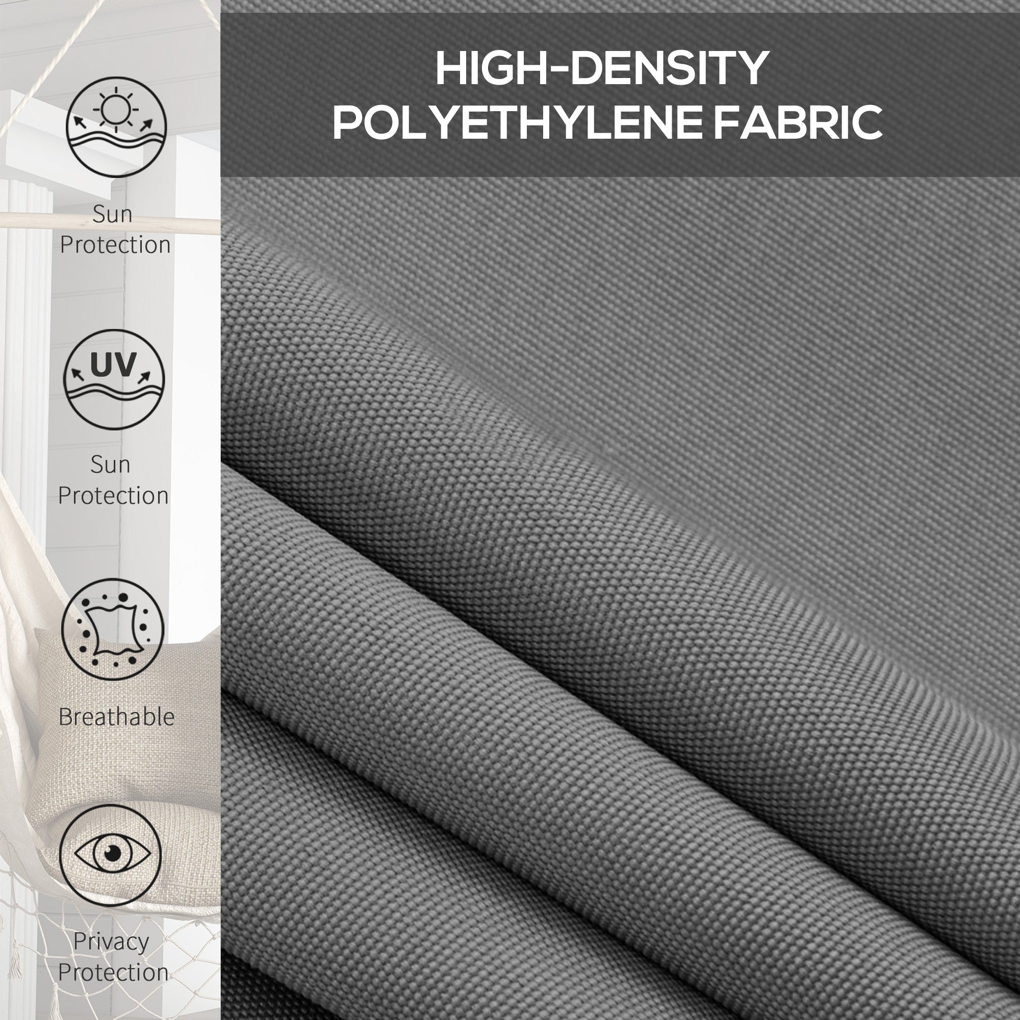 8' x 6' Patio Door Blinds, Outdoor Roller Shades, Cordless Roll Up Shade for Porch Gazebo, Light Grey Side Awnings at Gallery Canada