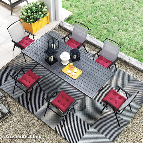 6-Piece Seat Cushion Replacement, Outdoor Patio Chair Cushions Set with Ties, Button Tufted, Wine Red