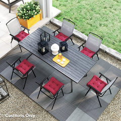 6-Piece Seat Cushion Replacement, Outdoor Patio Chair Cushions Set with Ties, Button Tufted, Wine Red Patio Chair Cushions Wine Red at Gallery Canada