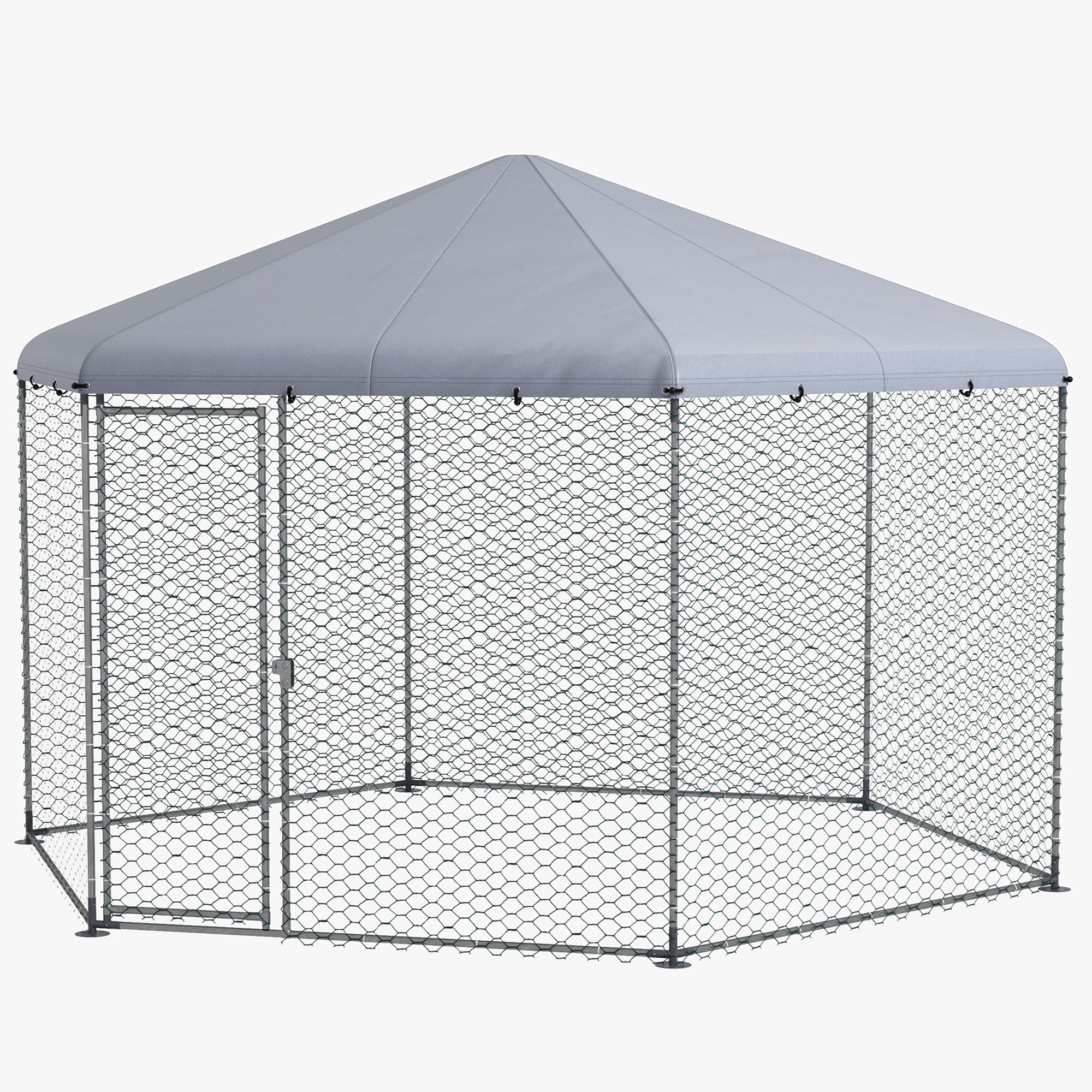 Chicken Coop with Cover for Outdoor Backyard, Chicken Run for 10-15 Chickens, Rabbits, Ducks, 13.1' x 11.4' Chicken Coops Silver  at Gallery Canada