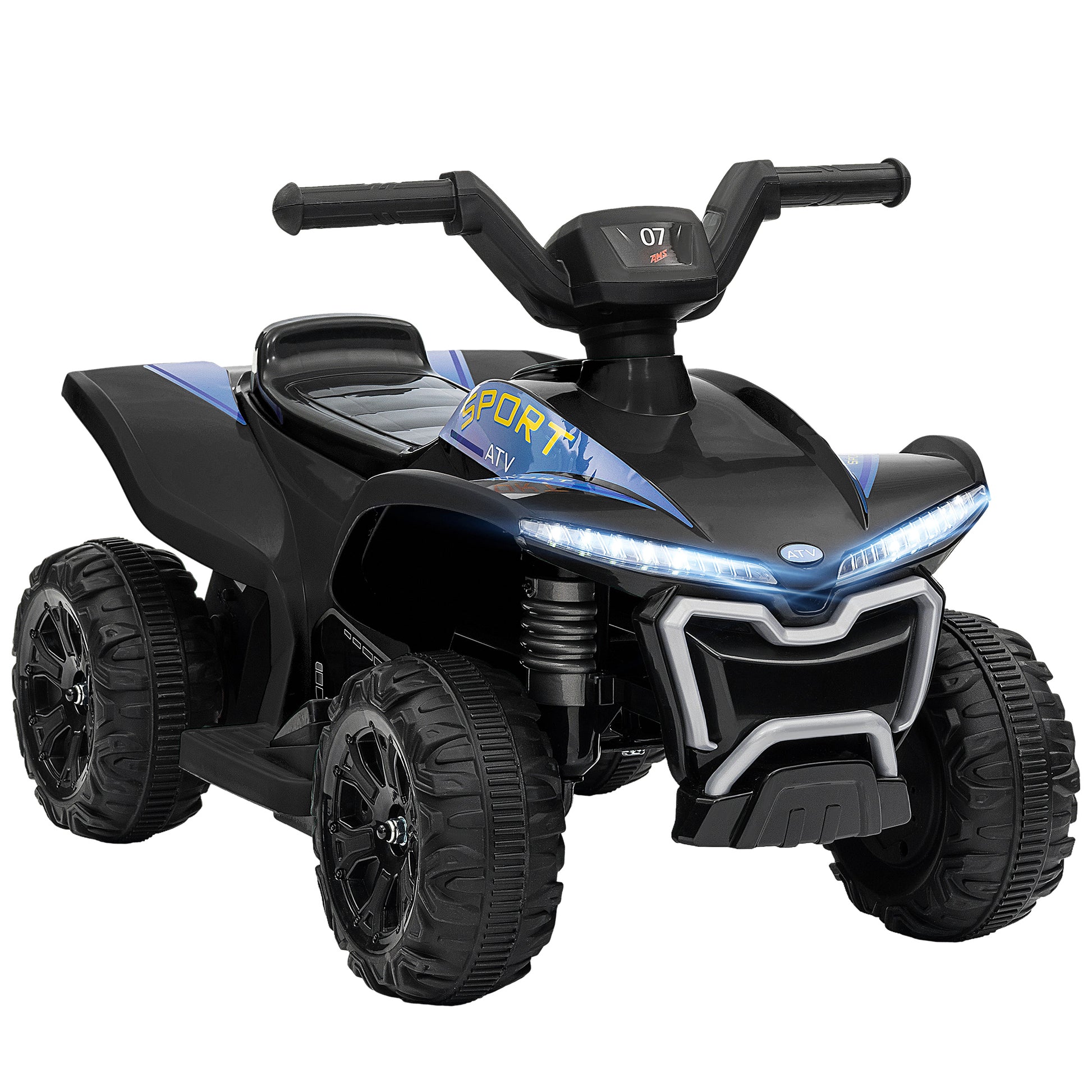 Kids ATV, 6V Battery Powered Electric Vehicle with Headlights, Forward/Reverse Switch, 4 Wheeler Ride On Toy for 18-36 Months, Black Electric Ride On Toys   at Gallery Canada