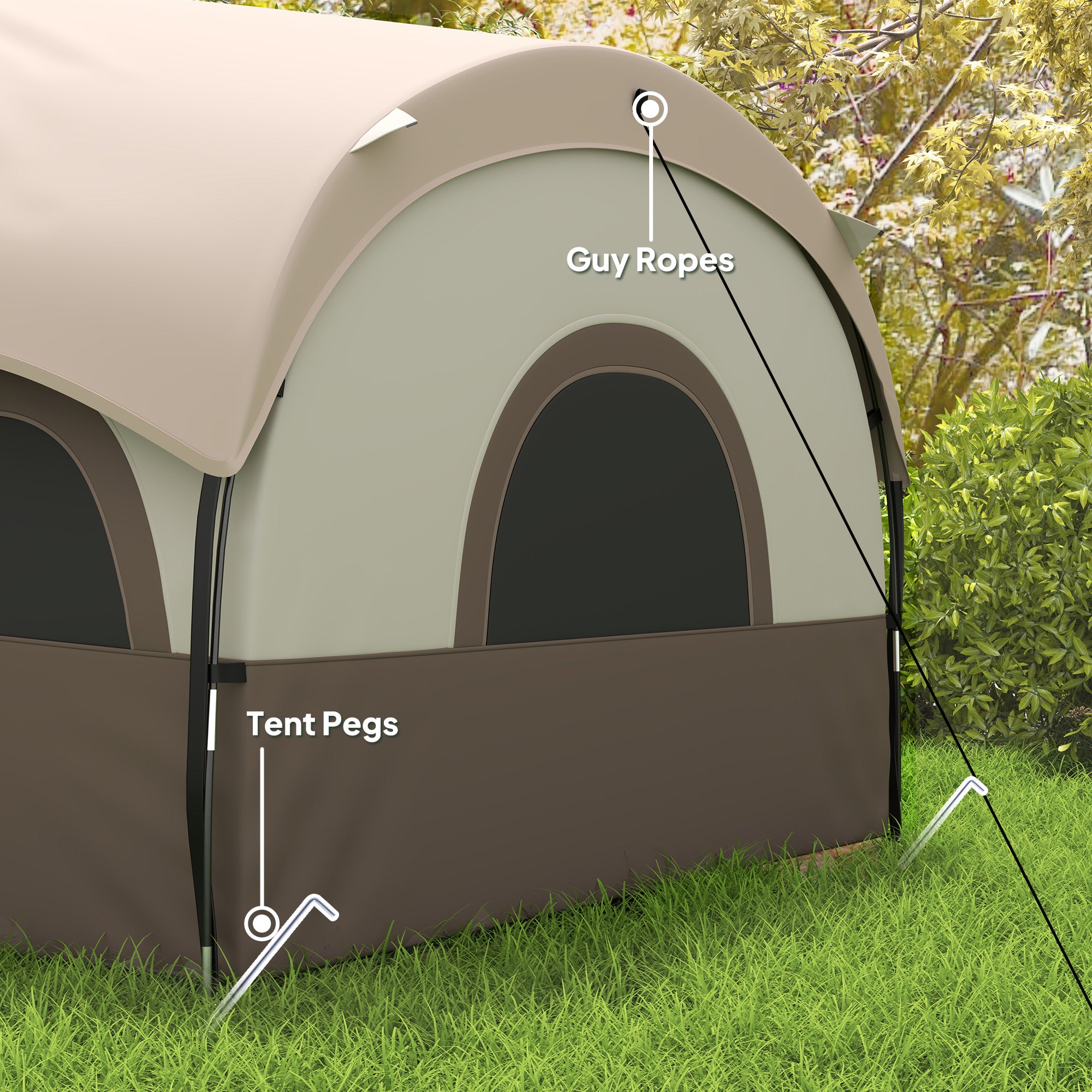 4-6 Person Camping Tent, 3 Room Cabin Tent, 3000mm Waterproof and UPF30+ with Sewn in Groundsheet and Carry Bag, Khaki Camping Tents at Gallery Canada