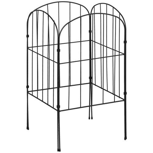 4 Pack Garden Fencing Border, Decorative Fence 4 Panels, Flower Edging Animal Barrier for Outdoor, Patio, Arched, Black