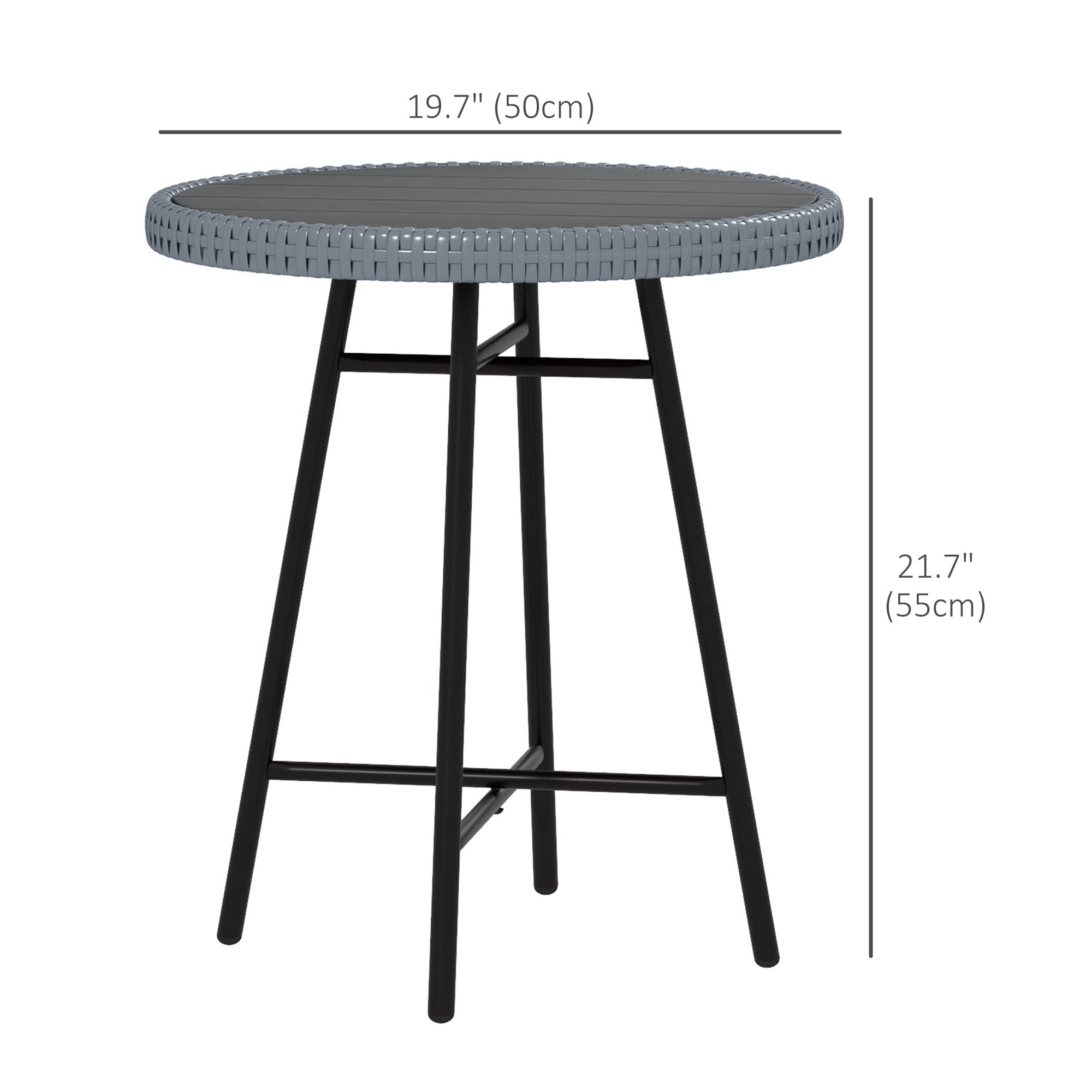 Patio Wicker End Table with Plastic Wood Table Top and X-Shape Support for Backyard, Garden, Balcony, Grey Patio Side Tables   at Gallery Canada