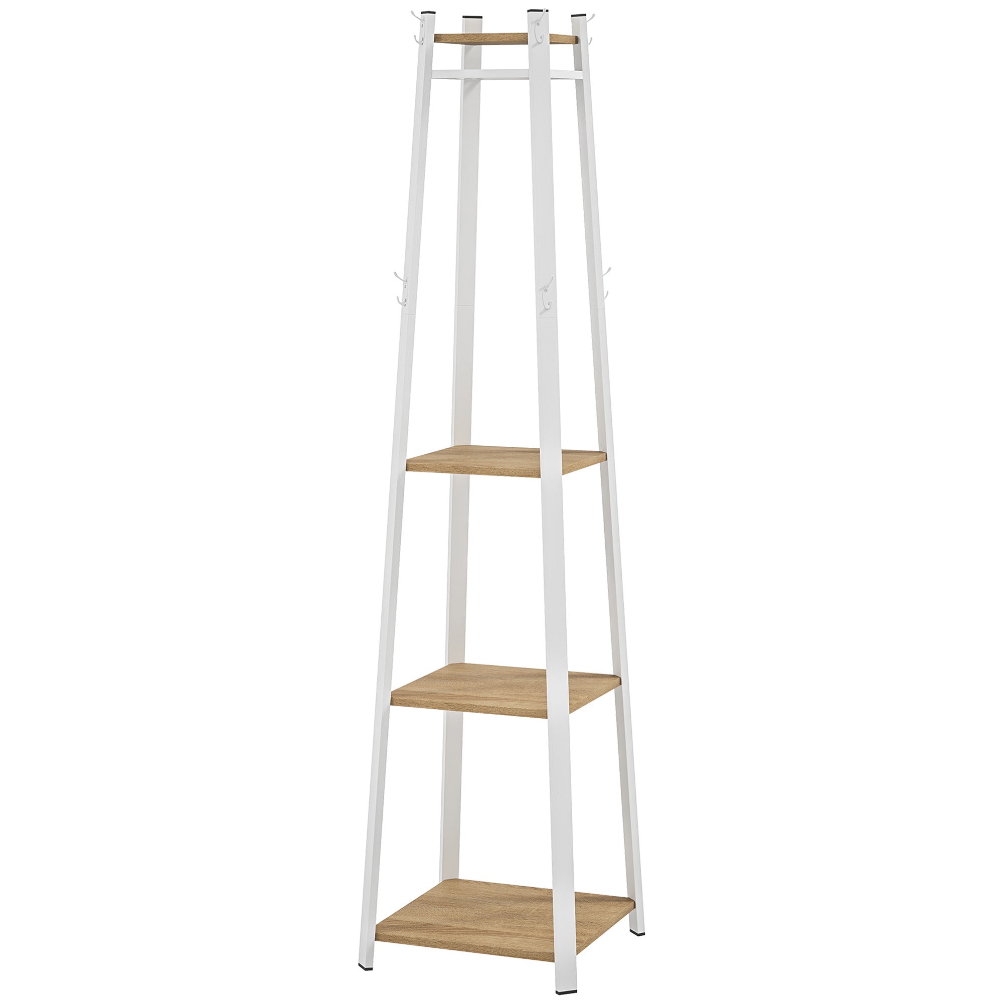 Clothes Rack with Storage, Garment Rack with 8 Hooks and 3-Tier Shelf, Clothes Stand for Bedroom, Entryway, Oak Clothing Storage Multi Colour at Gallery Canada