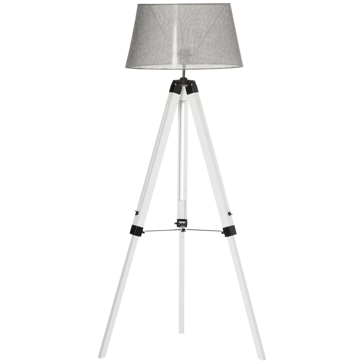 Tripod Floor Lamp, Adjustable Height Wooden Standing Lamp with E26 Lamp Base for Living Room, Bedroom, White and Grey Floor Lamps & Ceiling Fan Lights Multi Colour  at Gallery Canada