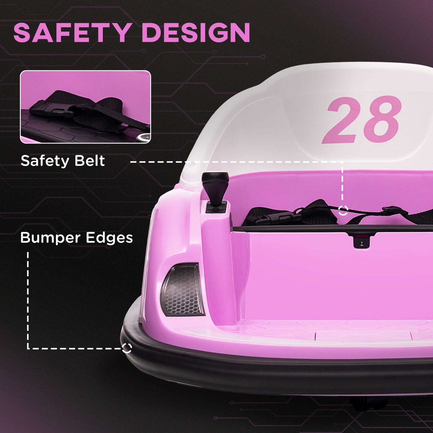 12V Bumper Car for Toddlers, Ride On Car with 360 Degree Remote Control, Lights Music Horn, for 1.5-5 Years, Pink Electric Toy Cars   at Gallery Canada