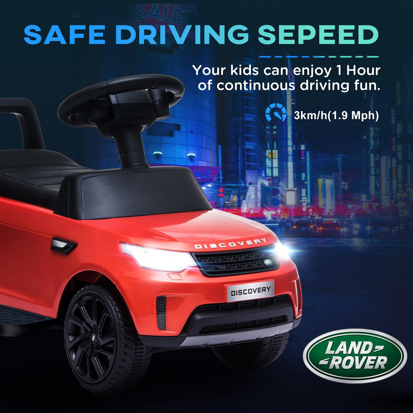 2 in 1 6V Land Rover Licensed Electric Car for Kids, Sliding Car with Music Horn Headlights, for 18-60 Months Red Electric Toy Cars   at Gallery Canada