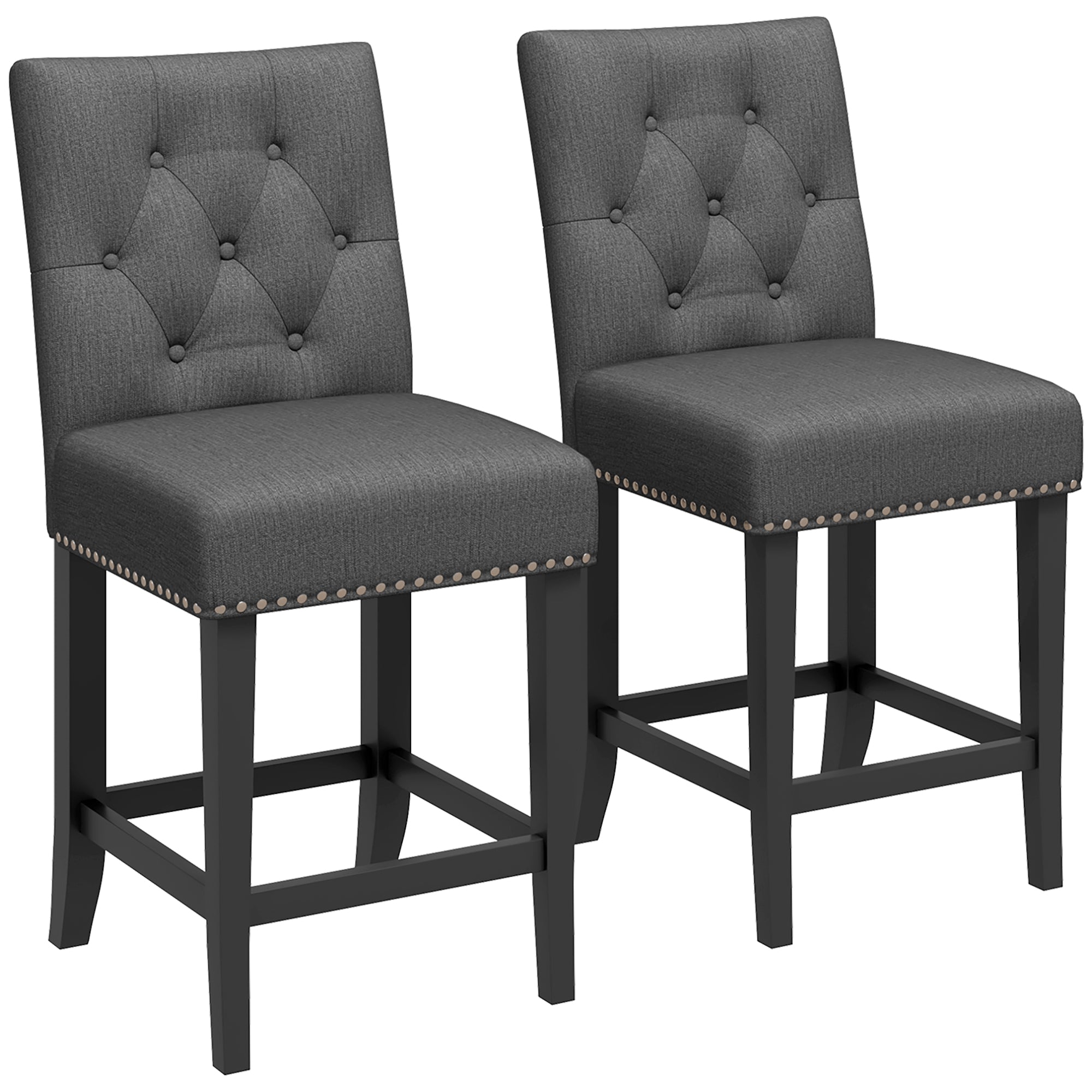 Fabric Bar Stool Set of 2, Tall 25.6