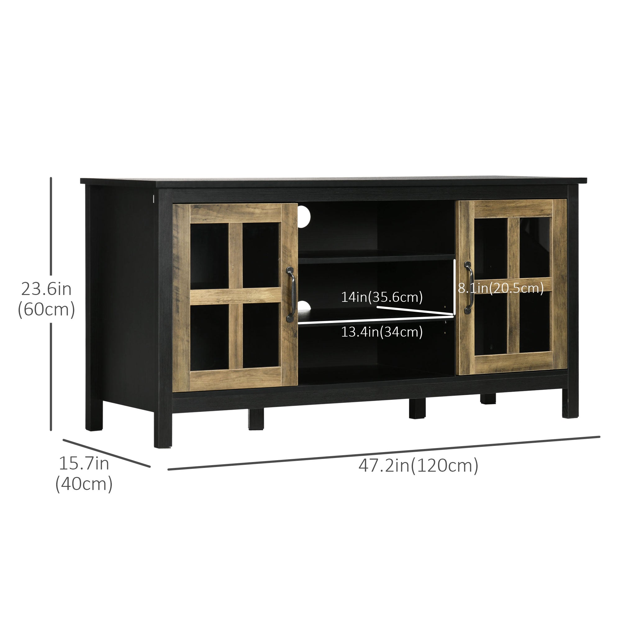 TV Stand for TVs up to 55 Inches, TV Cabinet with Adjustable Shelves and Cable Holes, TV Bench for Living Room, Black TV Stands   at Gallery Canada