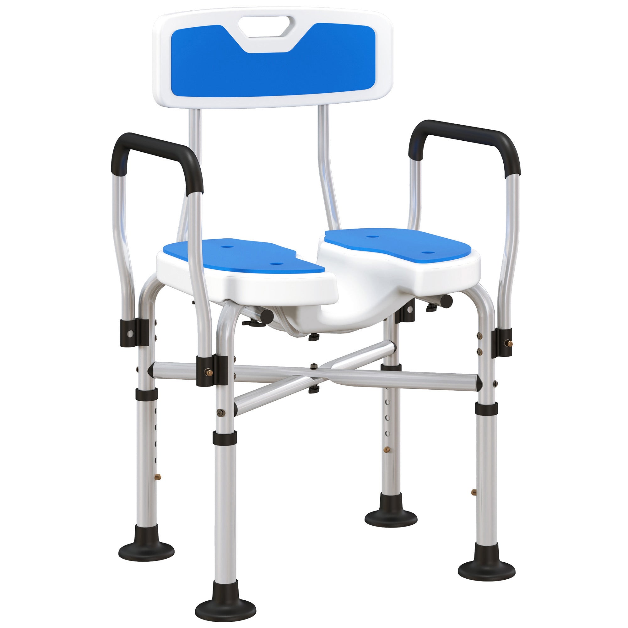 Upgraded Shower Chair Non-slip Bath Chair with U-shaped Shower Seat and Crossing Bars, Dark Blue Bath Chairs   at Gallery Canada