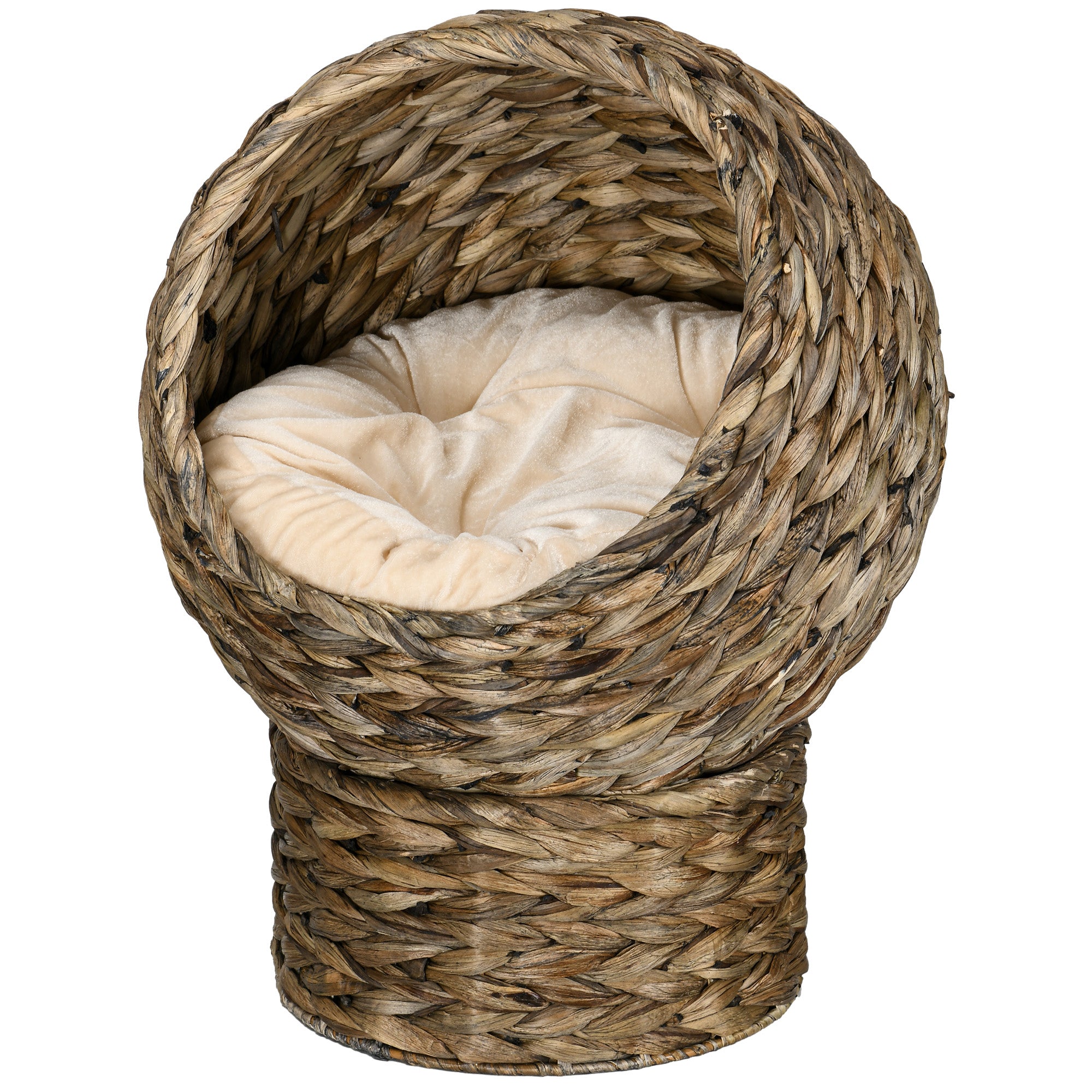 Wicker Cat Bed with Cushion, Stand, for Indoor Cats, Grey Cat Houses   at Gallery Canada