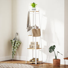 Clothes Rack with Storage, Garment Rack with 8 Hooks and 3-Tier Shelf, Clothes Stand for Bedroom, Entryway, Oak Clothing Storage Multi Colour at Gallery Canada