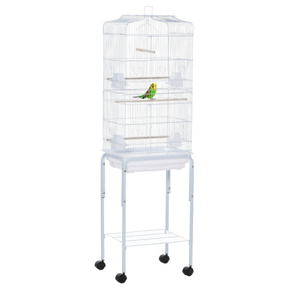 62" Rolling Bird Cage Cockatoo House Play Top Finch Pet Supply with Storage Shelf, Wheels - White Bird Cages White  at Gallery Canada