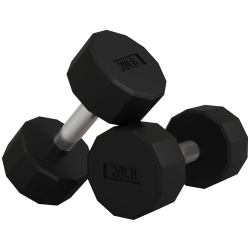 2 x 20lbs Dumbbells Set with Non-Slip Grip, Rubber Covered Weights for Men Women Home Gym Workout