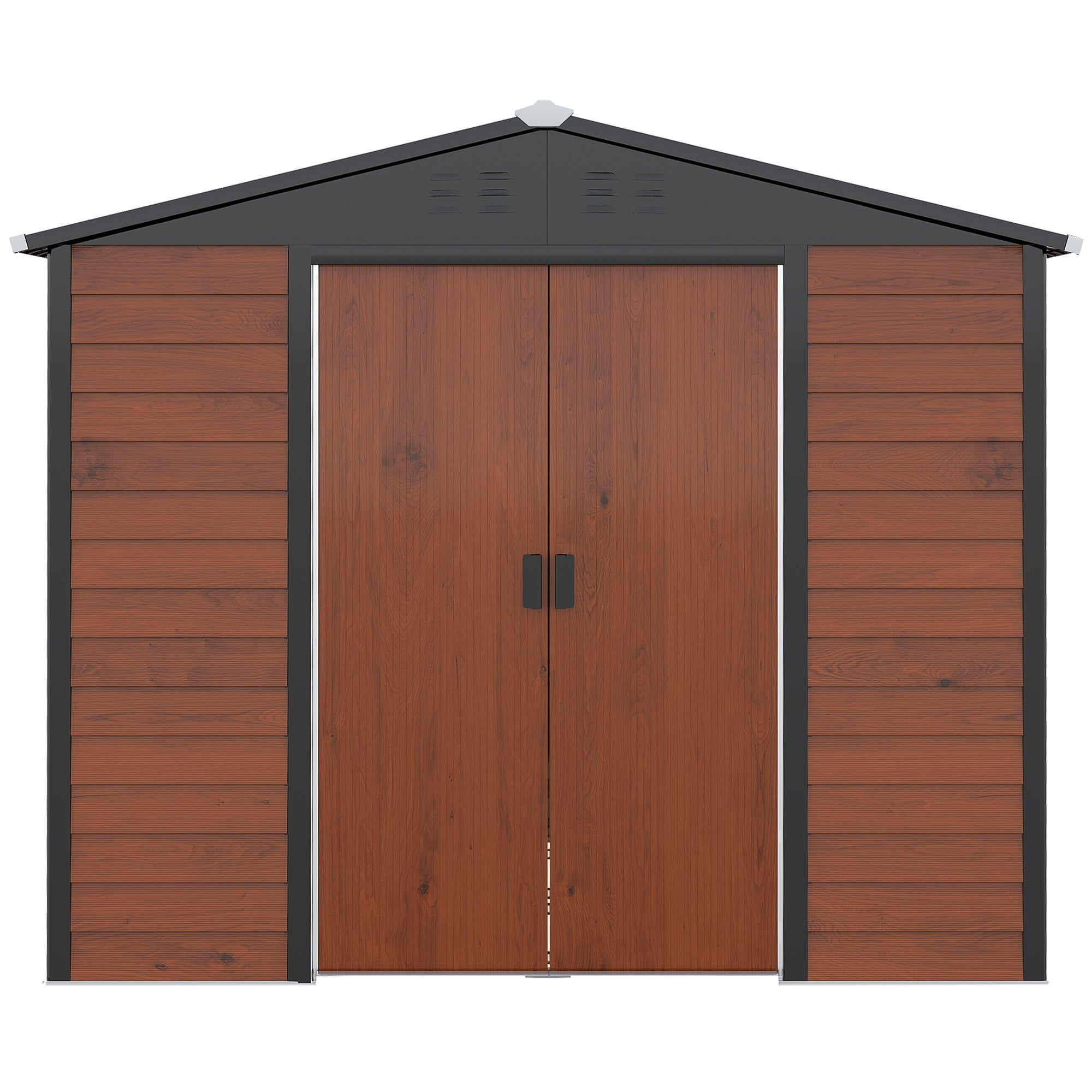 Galvanized Steel 8' x 7' Outdoor Storage Shed with Lockable Doors, Teak Sheds   at Gallery Canada