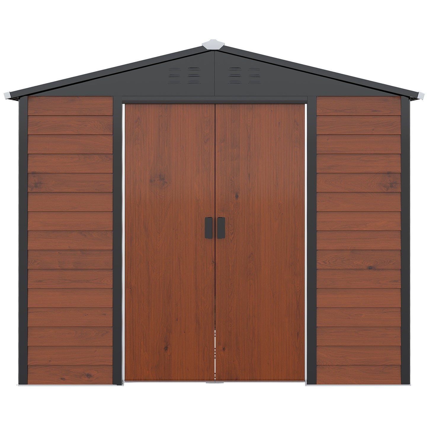 Galvanized Steel 8' x 7' Outdoor Storage Shed with Lockable Doors, Teak Sheds   at Gallery Canada