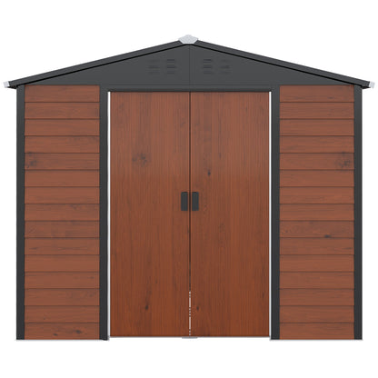 Galvanized Steel 8' x 7' Outdoor Storage Shed with Lockable Doors, Teak Sheds   at Gallery Canada