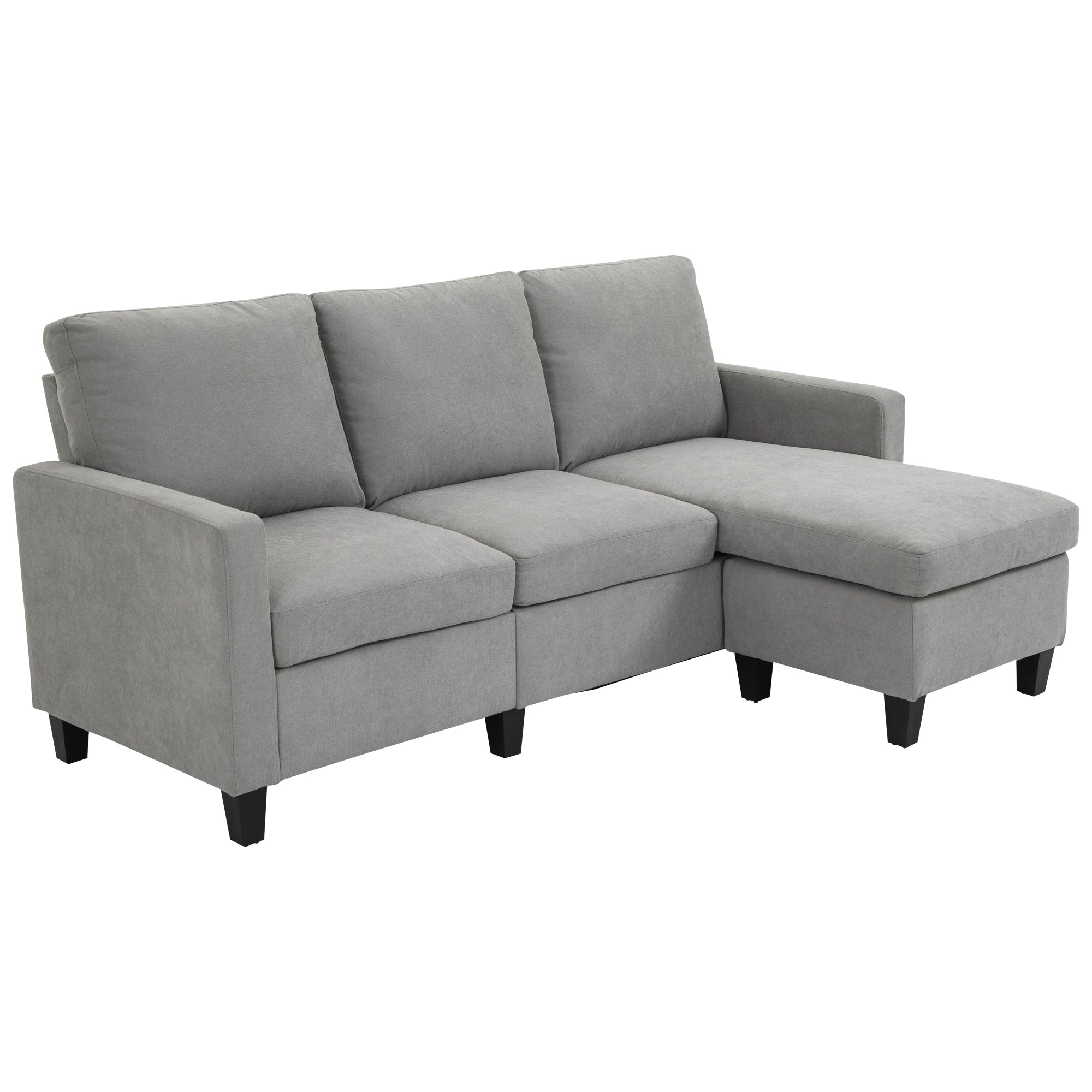 L-Shape Sofa, Modern Sectional Couch with Ottoman, Corner Sofa for Living Room, Light Grey 3-Seater Sofas   at Gallery Canada