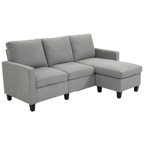 L-Shape Sofa, Modern Sectional Couch with Ottoman, Corner Sofa for Living Room, Light Grey