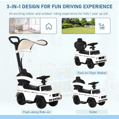 Compatible Ride-on Sliding Car G350 Walker Foot to Floor Slider Stroller Toddler Vehicle Push-Along with Horn Steering Wheel NO POWER Manual Under Seat Storage Safe Design, White - Gallery Canada