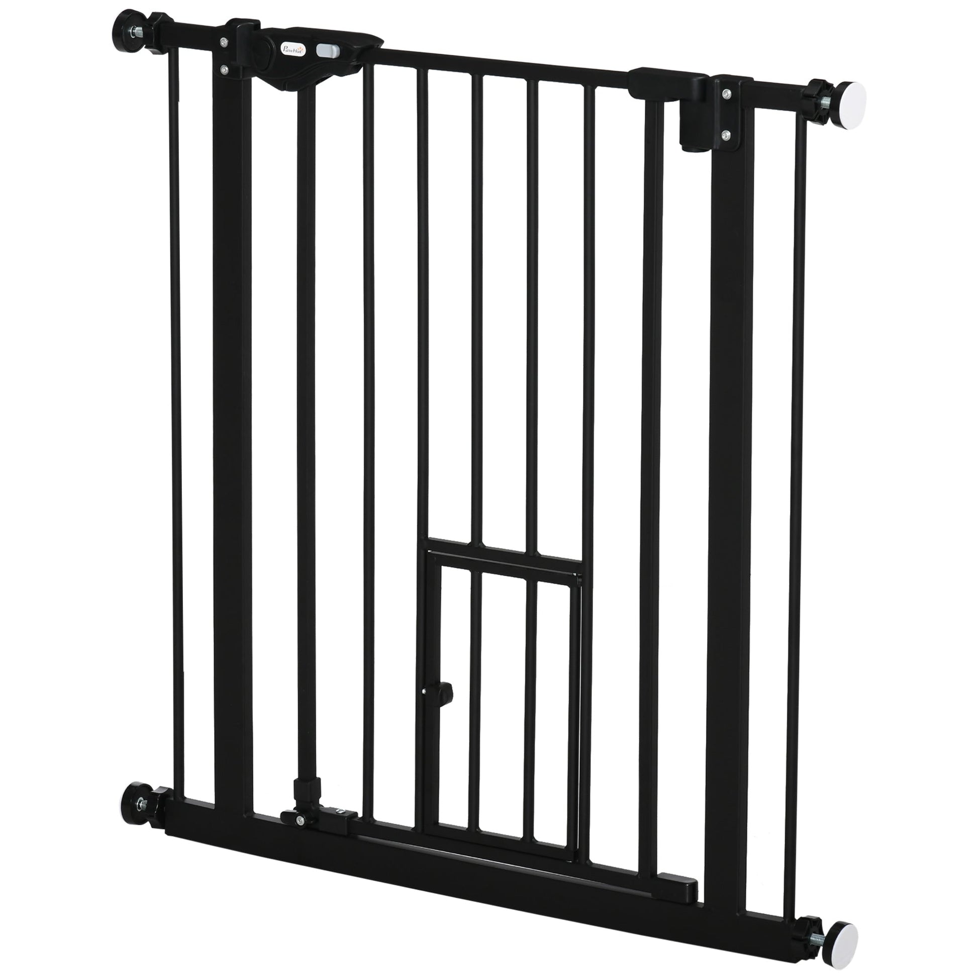 Retractable Gate Extra Wide Press-Mounted with Cat Door, Auto Closing Pet Gate for Stair, Hallway, 29-32 Inch Houses, Kennels & Pens Black  at Gallery Canada