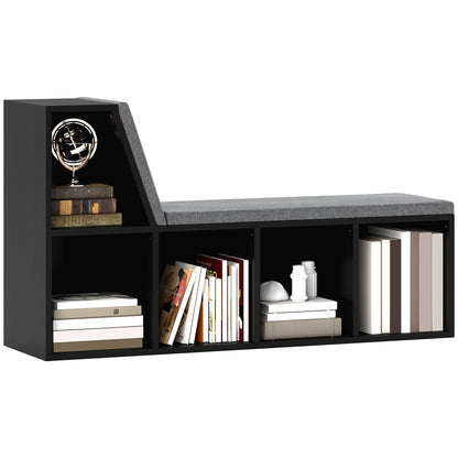 Multi-Purpose Bookshelf with 5 Cubes, 5-Cubby Bookcase with Cushioned Reading Nook and Storage Shelves, Distressed Black Bookshelves & Bookcases at Gallery Canada