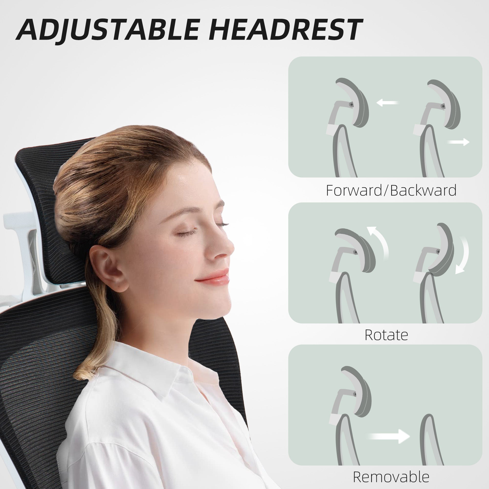 Mesh Office Chair, Ergonomic Desk Chair with Flip-up Armrest, Rotatable Headrest, Adjustable Lumbar Support, Black Office Chairs at Gallery Canada