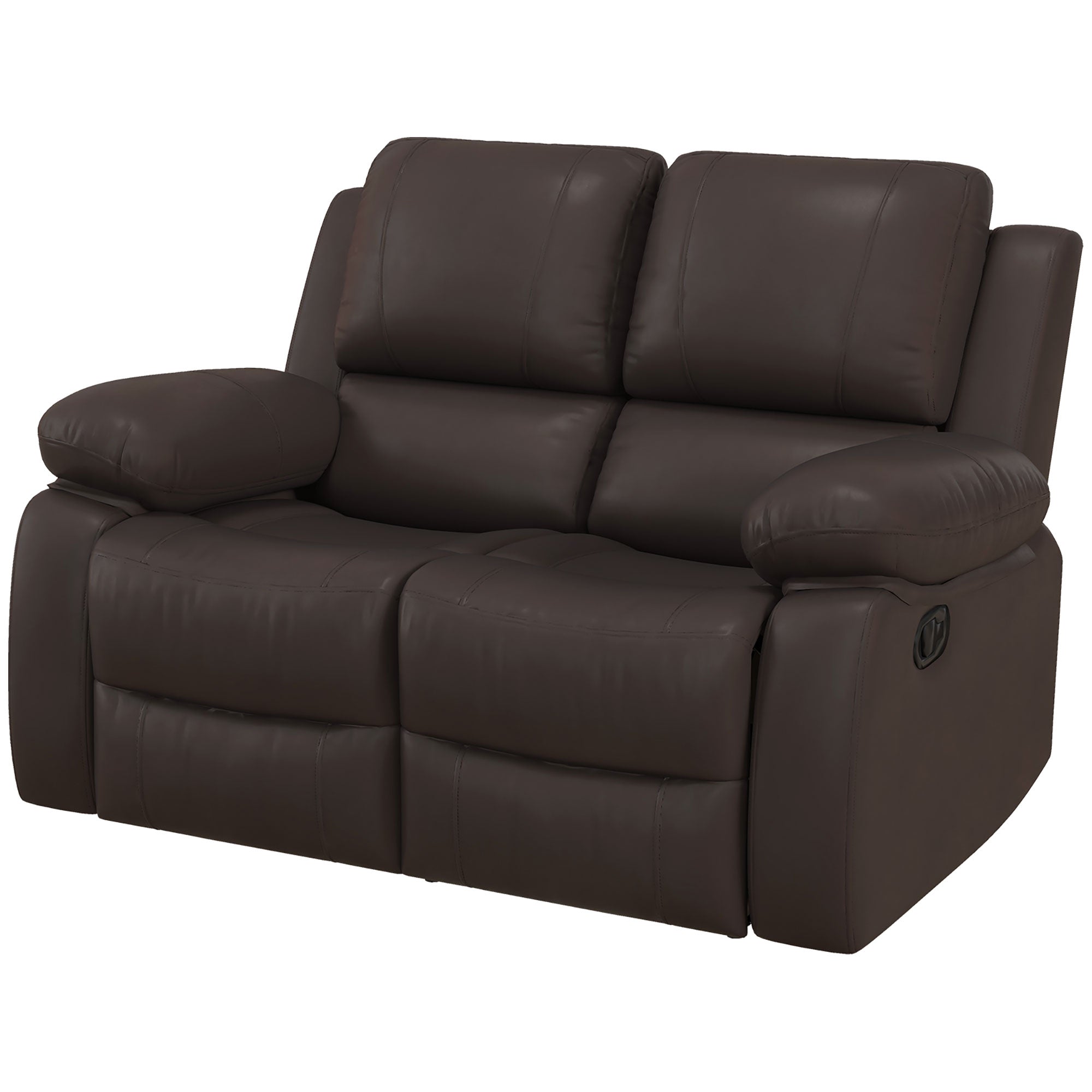 PU Leather Manual Recliner Sofa, Double Reclining Loveseat with Pullback Control Footrest for Living Room, Brown 2-Seater Sofas Brown  at Gallery Canada