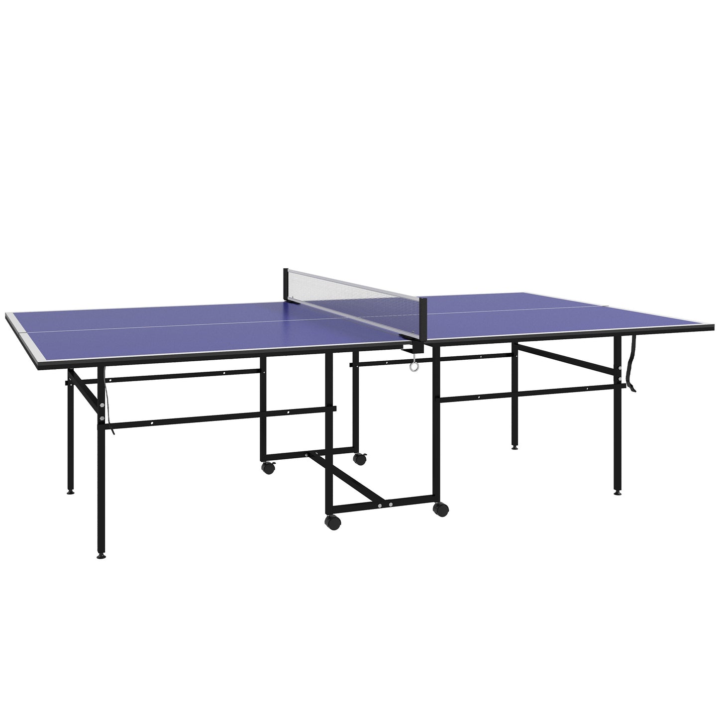 Full Size Table Tennis Table, Folding Ping Pong Table with Net, Paddles, Balls and Wheels, Blue Game Tables   at Gallery Canada