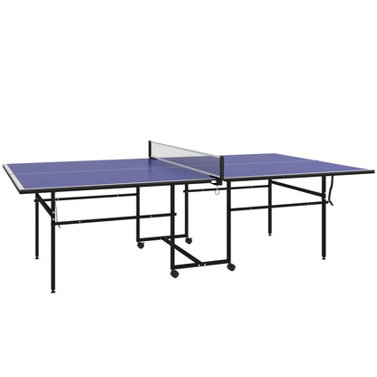 Full Size Table Tennis Table, Folding Ping Pong Table with Net, Paddles, Balls and Wheels, Blue Game Tables   at Gallery Canada