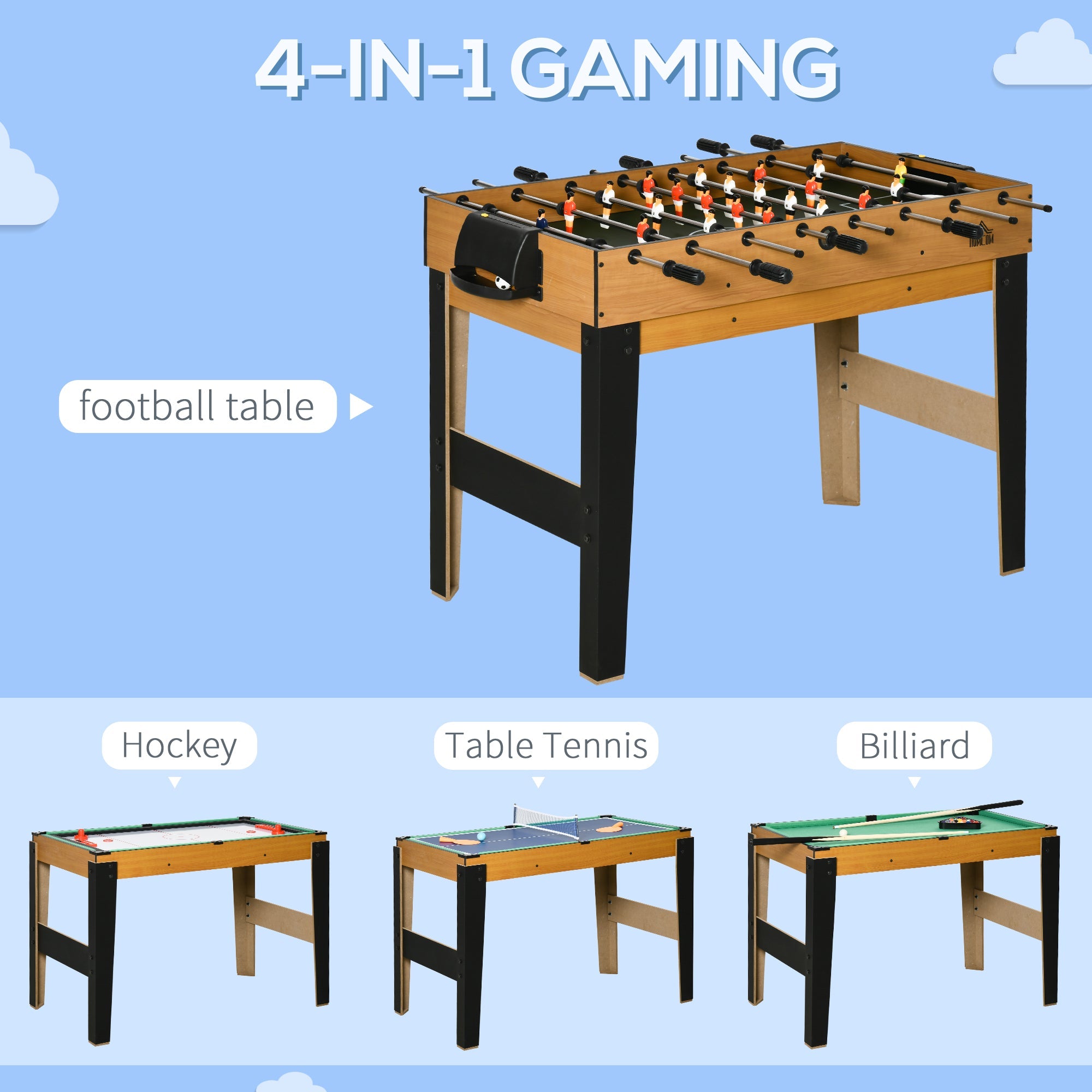 43'' 4-in-1 Multi-Gaming Table, Foosball Hockey Billiards Table Game Tables   at Gallery Canada