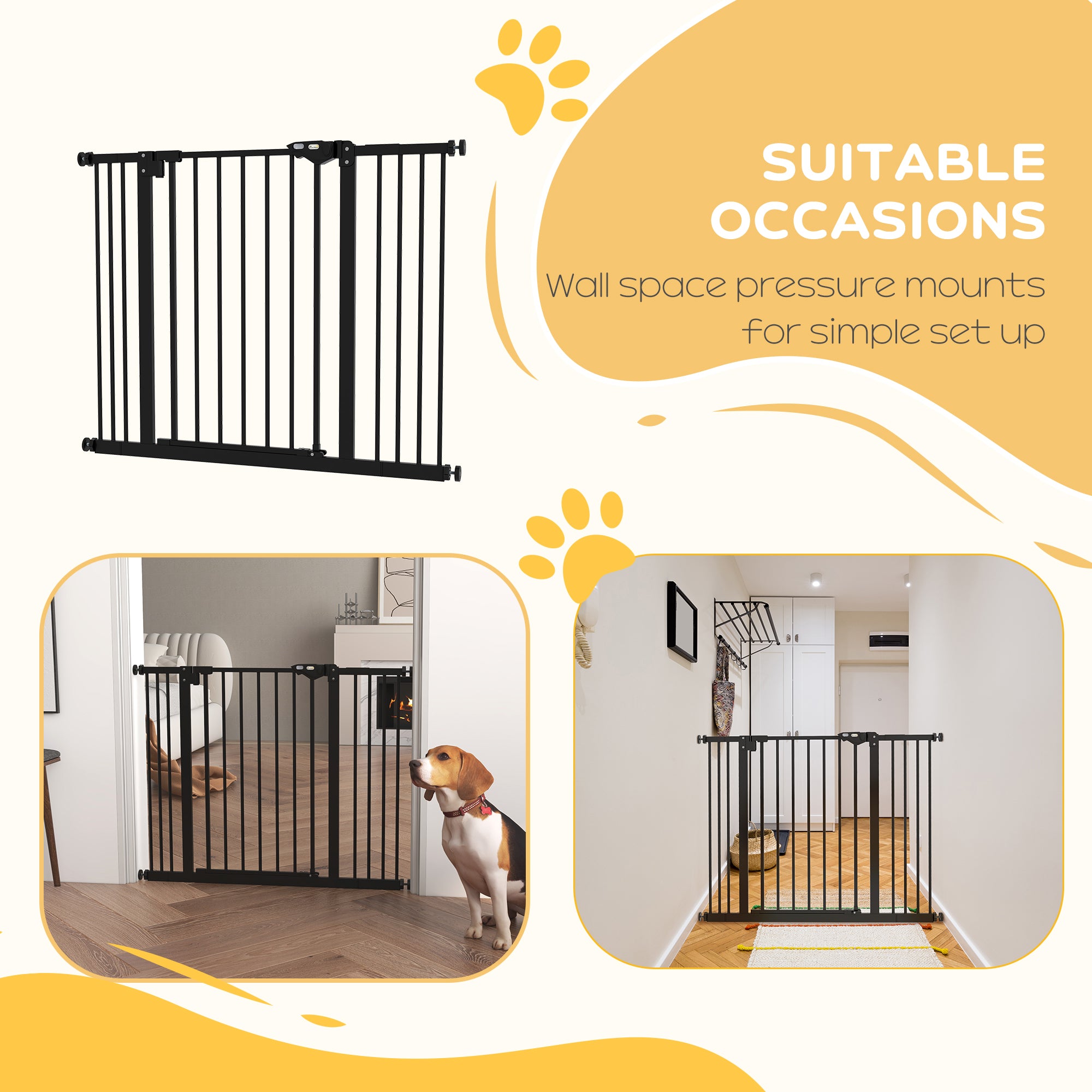 30 Inch Tall Pet Gate with Door Dog Gate and Barrier Indoor for Stairs Includes 2.8