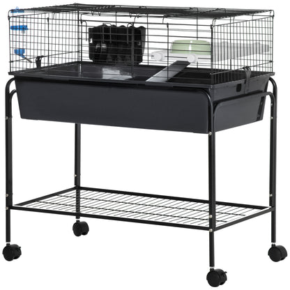 35" Small Animal Cage Rolling Guinea Pig Cage with Detachable Stand, Water Bottle, Food Dish, Ramp, Wheels, Dark Grey Houses & Habitats   at Gallery Canada