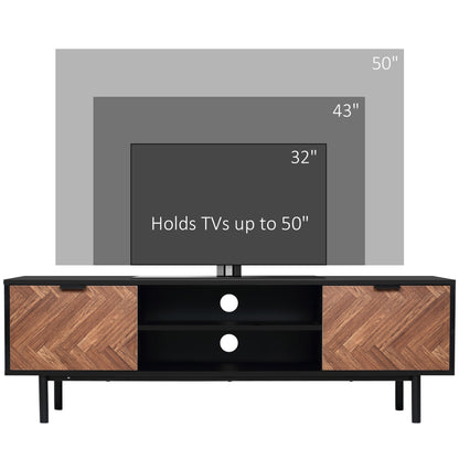 Modern TV Stand with Storage for TVs up to 60", Media Console with 2 Cupboards and Open Shelves, TV Unit for Bedroom, Living Room, Black TV Stands   at Gallery Canada