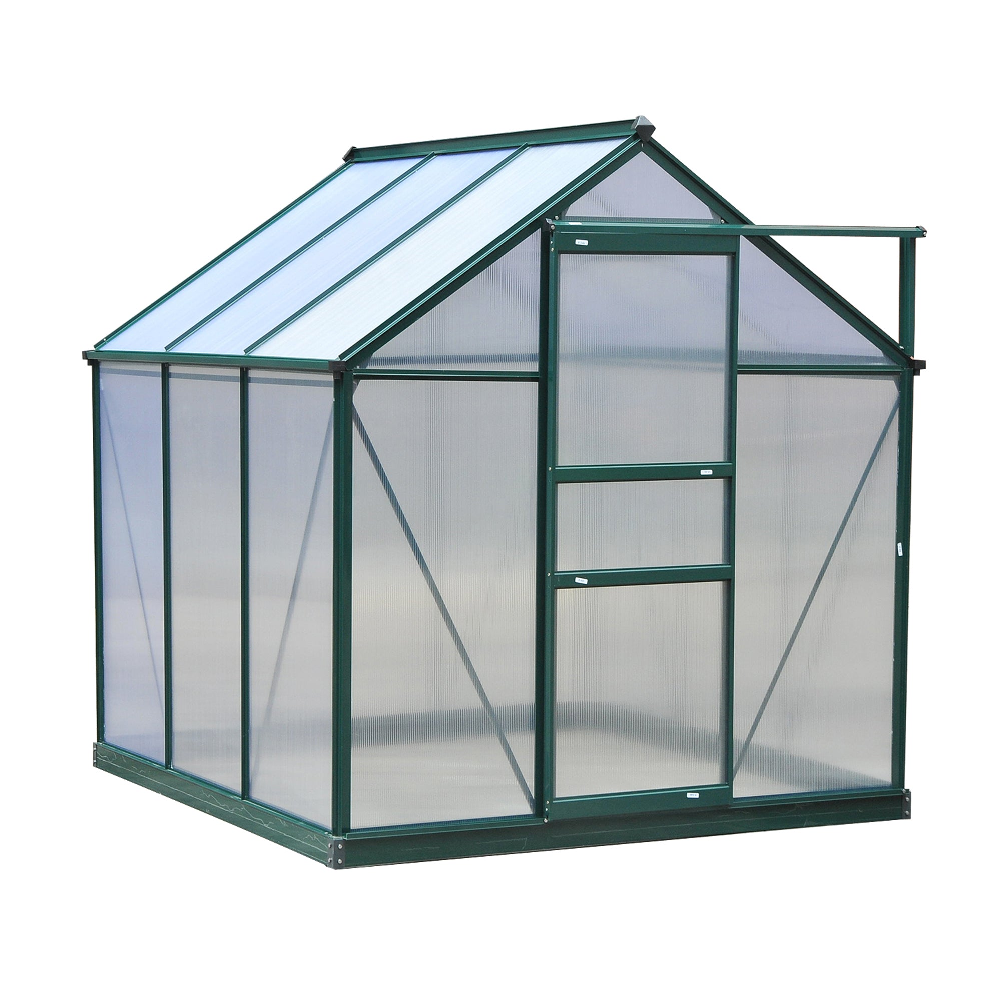 6.2' x 6.3' x 6.6' Clear Polycarbonate Greenhouse, Large Walk-In Green House Garden, Plants Grow, Galvanized Sheet Frame w/ Slide Door Walk In Greenhouses at Gallery Canada