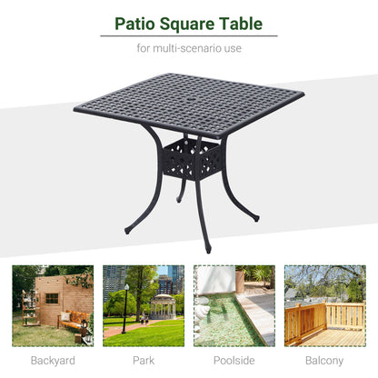 36" x 36" Square Metal Outdoor Patio Bistro Table with Umbrella Hole Black Patio Side Tables   at Gallery Canada