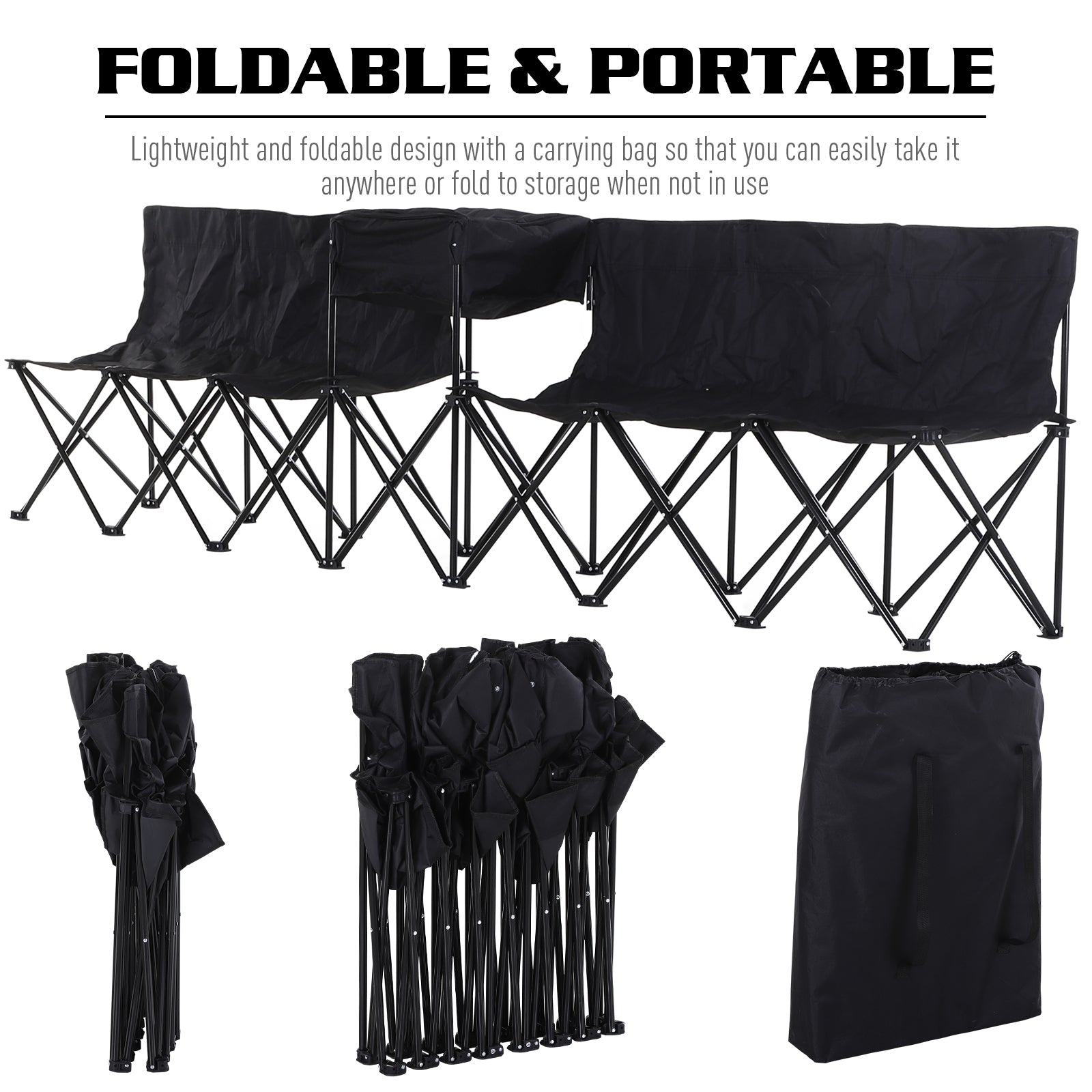 6-Person Folding Camping Bench Chair Sport Seat Folding Cooler Bag w/ Carrying Case Picnic Tables & Camping Chairs at Gallery Canada