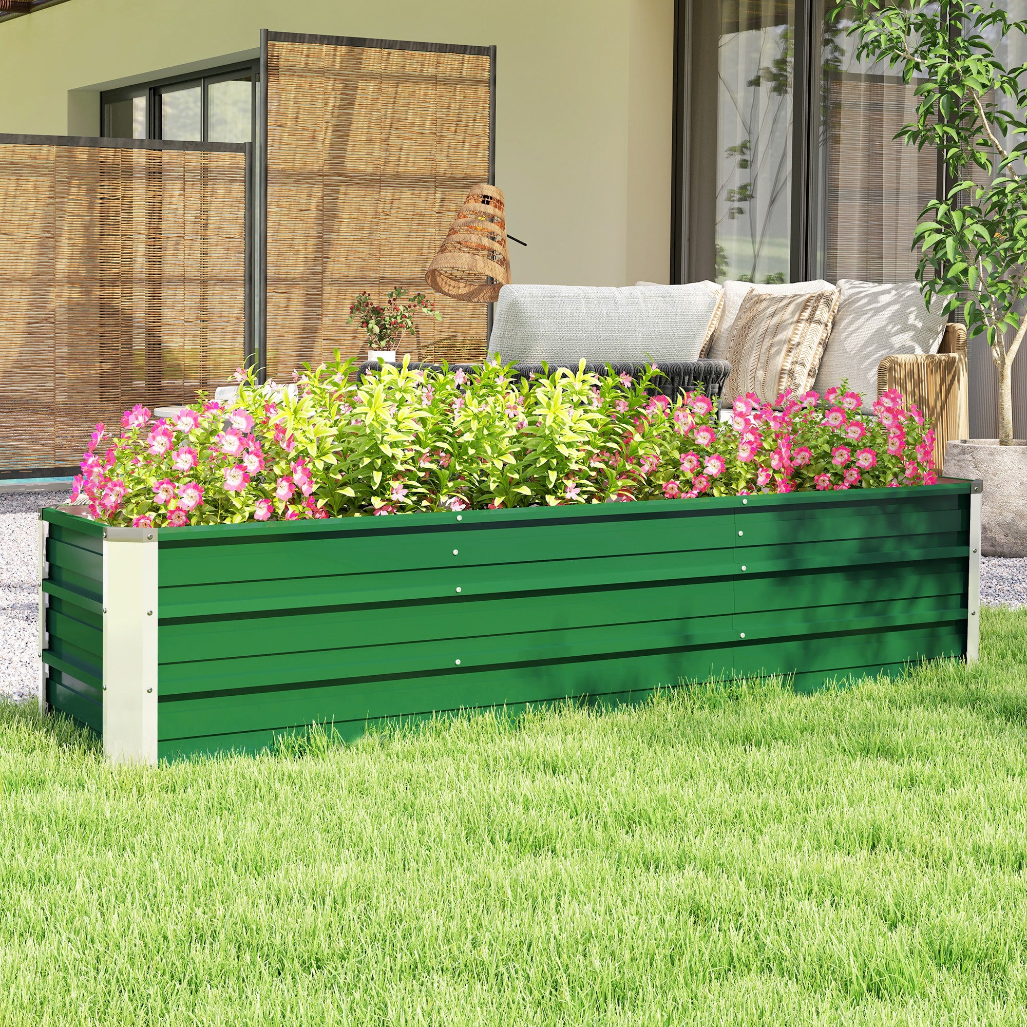 6' x 1.5' x 1.3' Galvanized Raised Garden Bed, Elevated Large Metal Planter Box w/ Install Gloves for Backyard, Patio to Grow Vegetables, Herbs, and Flowers, Green Galvanized Planter Boxes at Gallery Canada