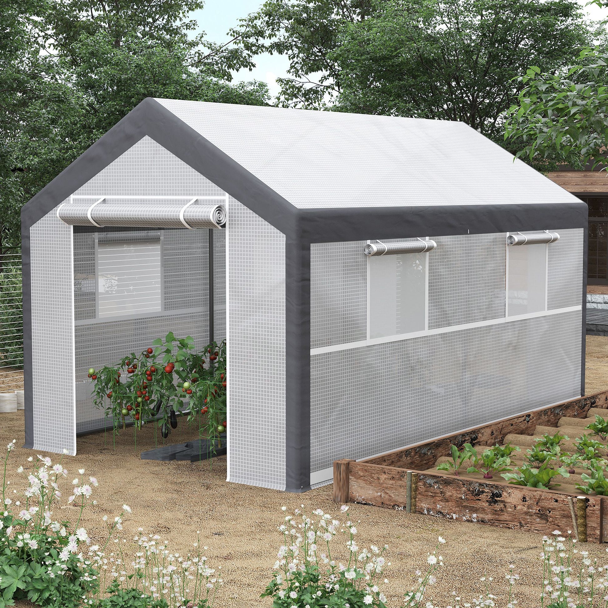 7' x 12' x 7' Heavy Duty Walk-In Greenhouse Vegetable Seed Growth Tent Outdoor Plant Growing Tunnel Warm House Flower Shed Backyard, White Tunnel Greenhouses Multi Colour at Gallery Canada