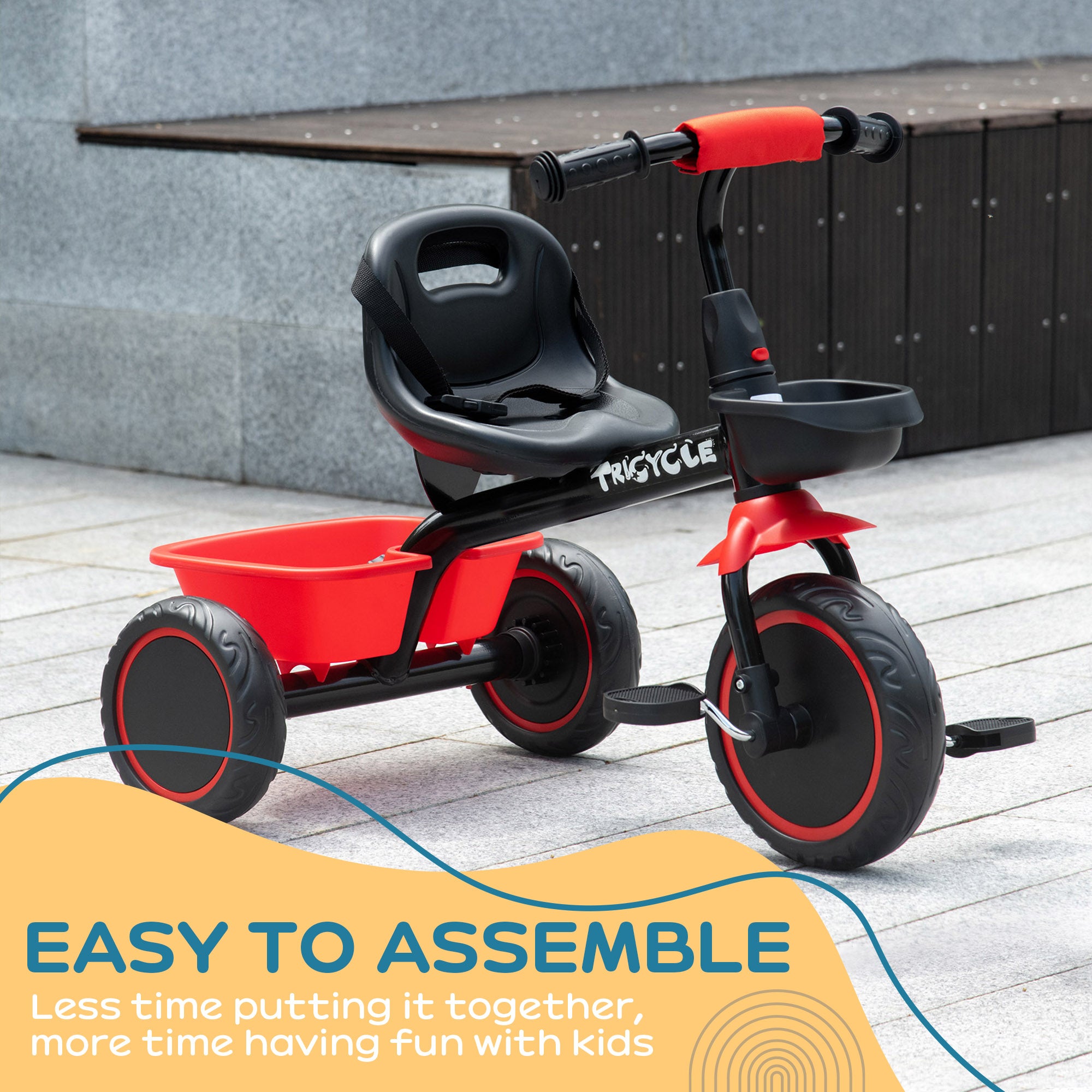 Large Kids Tricycle for Toddler 2-5 Year Old Girls and Boys, Toddler Trike Bike with Adjustable Seat, Safety Belt, Two Storage Baskets, Red Tricycles for Kids at Gallery Canada